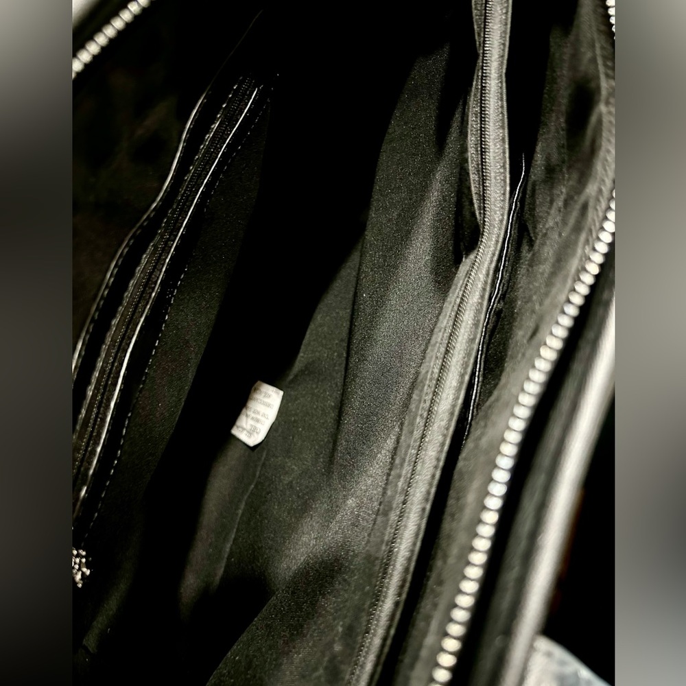 NWT Valentino Orlandi Black Vegan Leather Quilted Tote - Picture 9 of 9